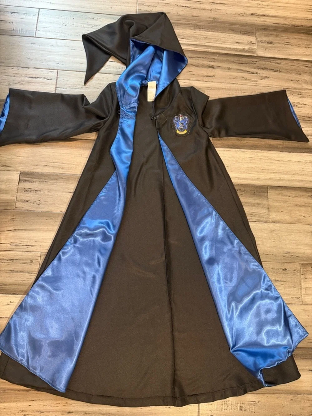NWOT Harry Potter Black Hooded Robe with Royal Blue  Satin Lining